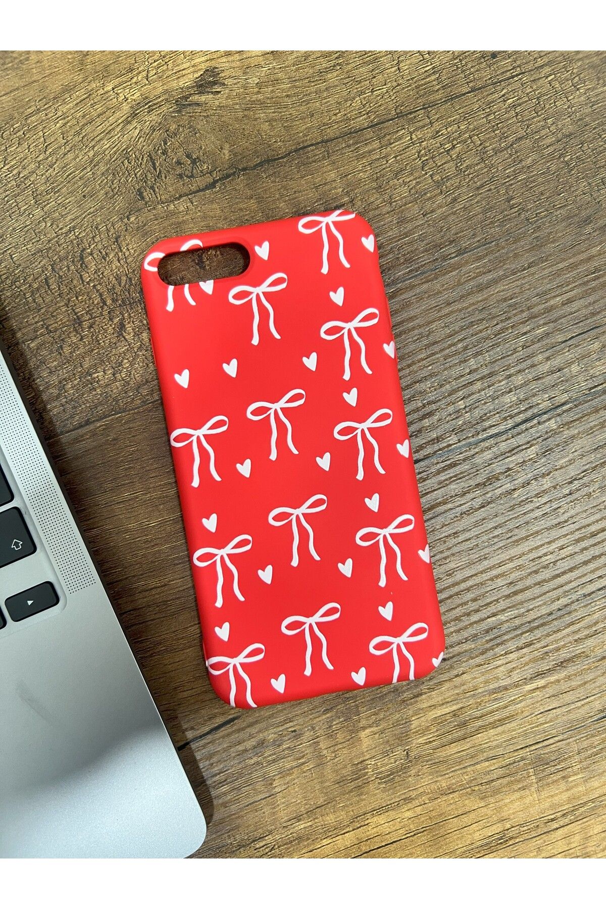 HZR İphone 7/8 Plus Kırmızı Kurdeleli Silikon Kılıf