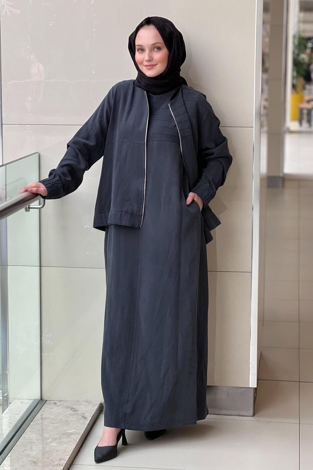 Nuss-بدلة مزدوجة مع فستان داخلي بدون أكمام وسترة 3