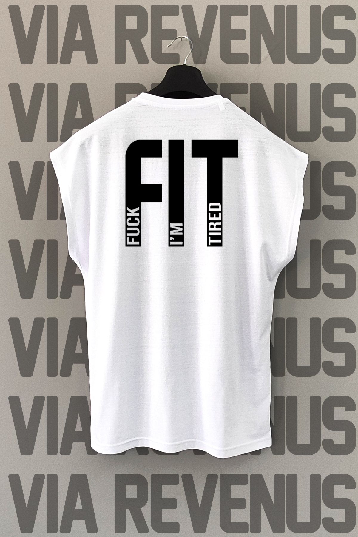 Vordevia FIT Sırt Baskılı Sıfır Kollu Bisiklet Yaka Spor Tshirt