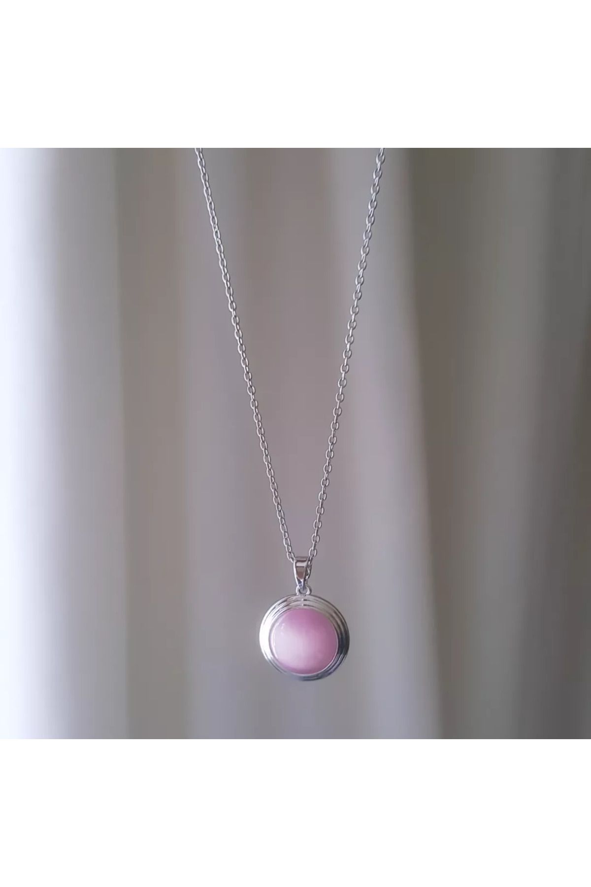 Ma Passion Pembe Taşlı Silver Paslanmaz Çelik Kolye