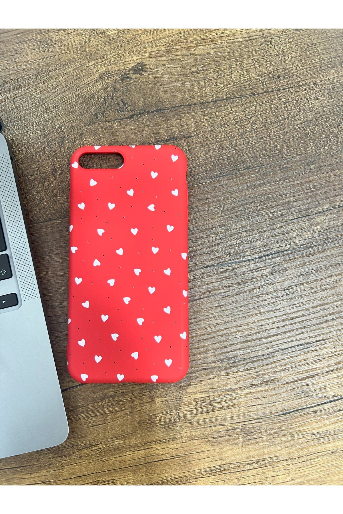 HZR İphone 7/8 Plus Kırmızı Kalpli Silikon Kılıf