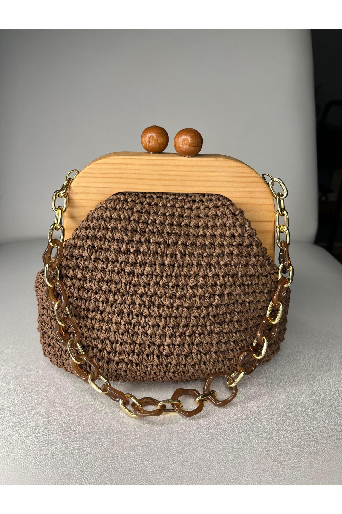 Renkat Handmade Ahşap Kare Burslu Portföy Çanta