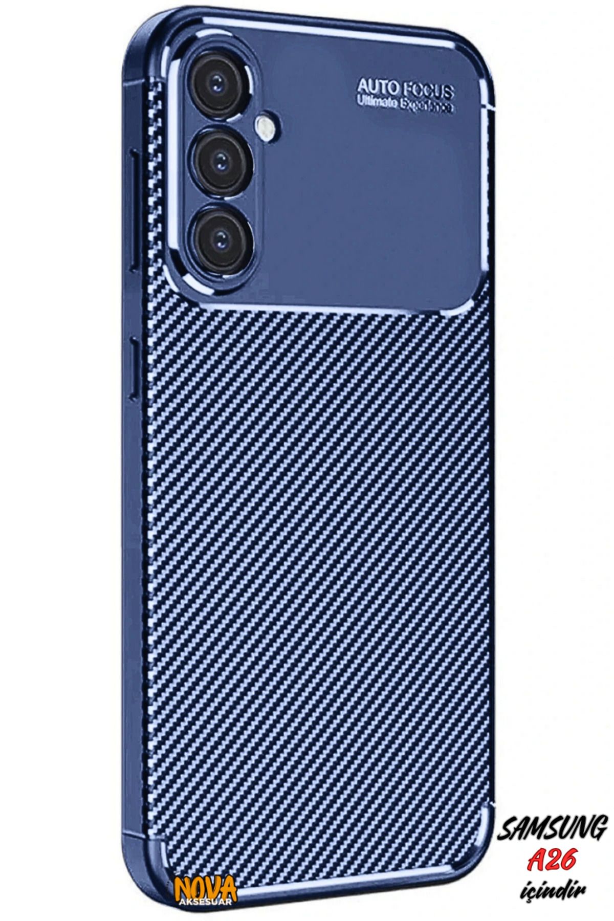 cepmoda SAMSUNG GALAXY A26 - Focus Karbon Kapak/Kılıf - Yerli Üretim Lüx Karbon Görünüm - Lacivert