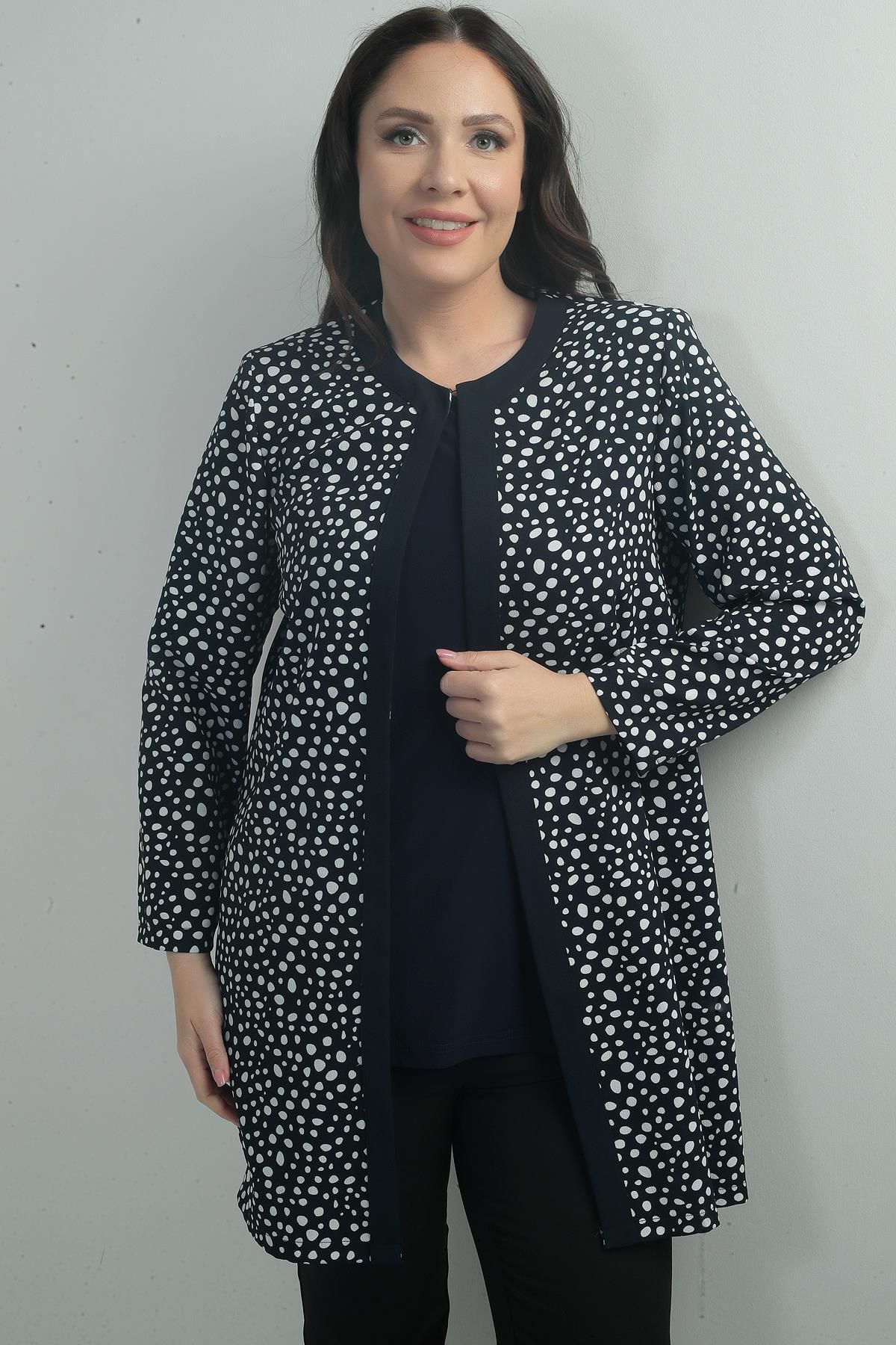By Saygı-Leopard Pattern Collar Brooch Double Plus Size Suit 3