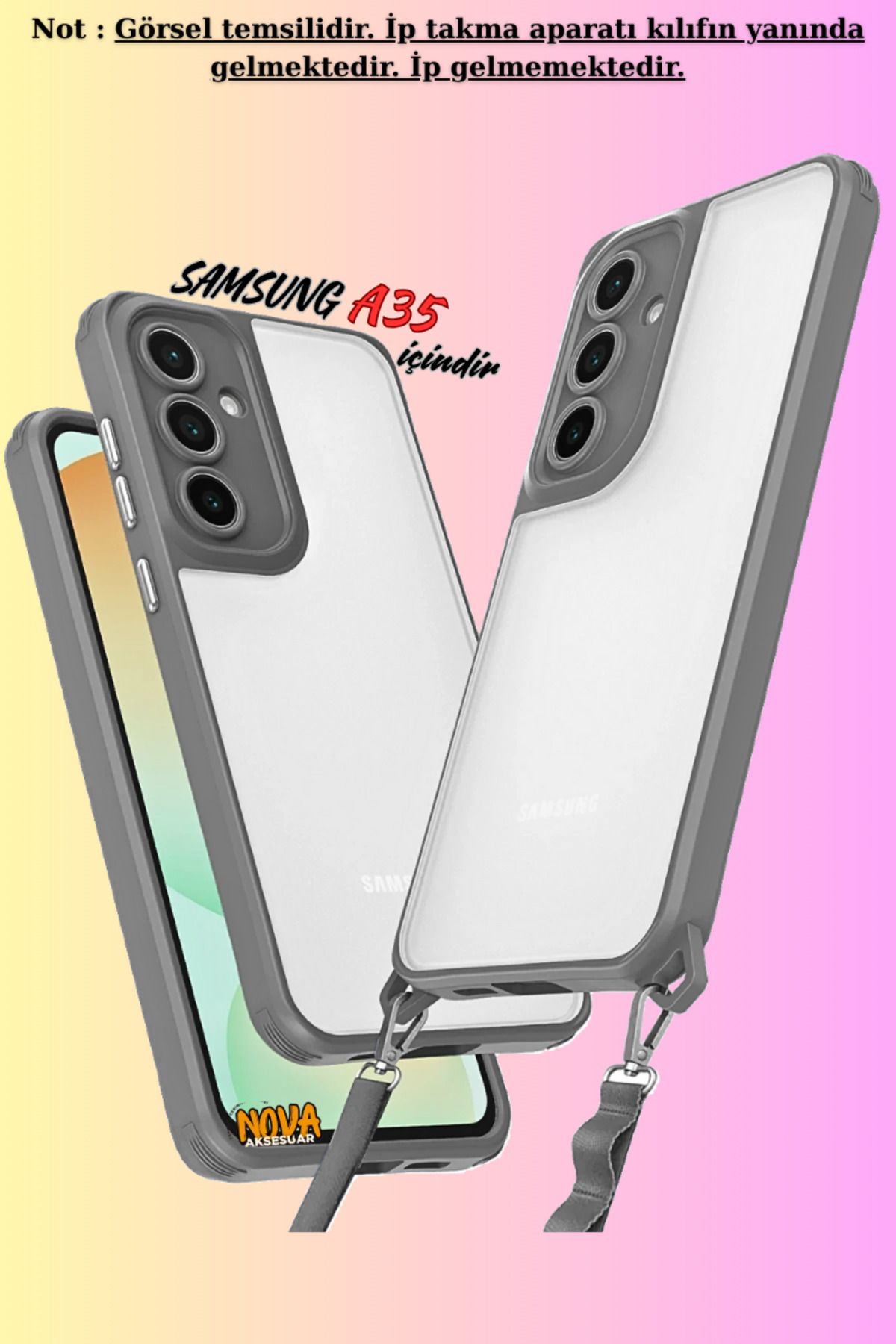 cepmoda Galaxy A35 uyumlu Renkli Kenar Darbe Koruyucu Penta TPU Kapak/Kılıf - TİTAN GRİ