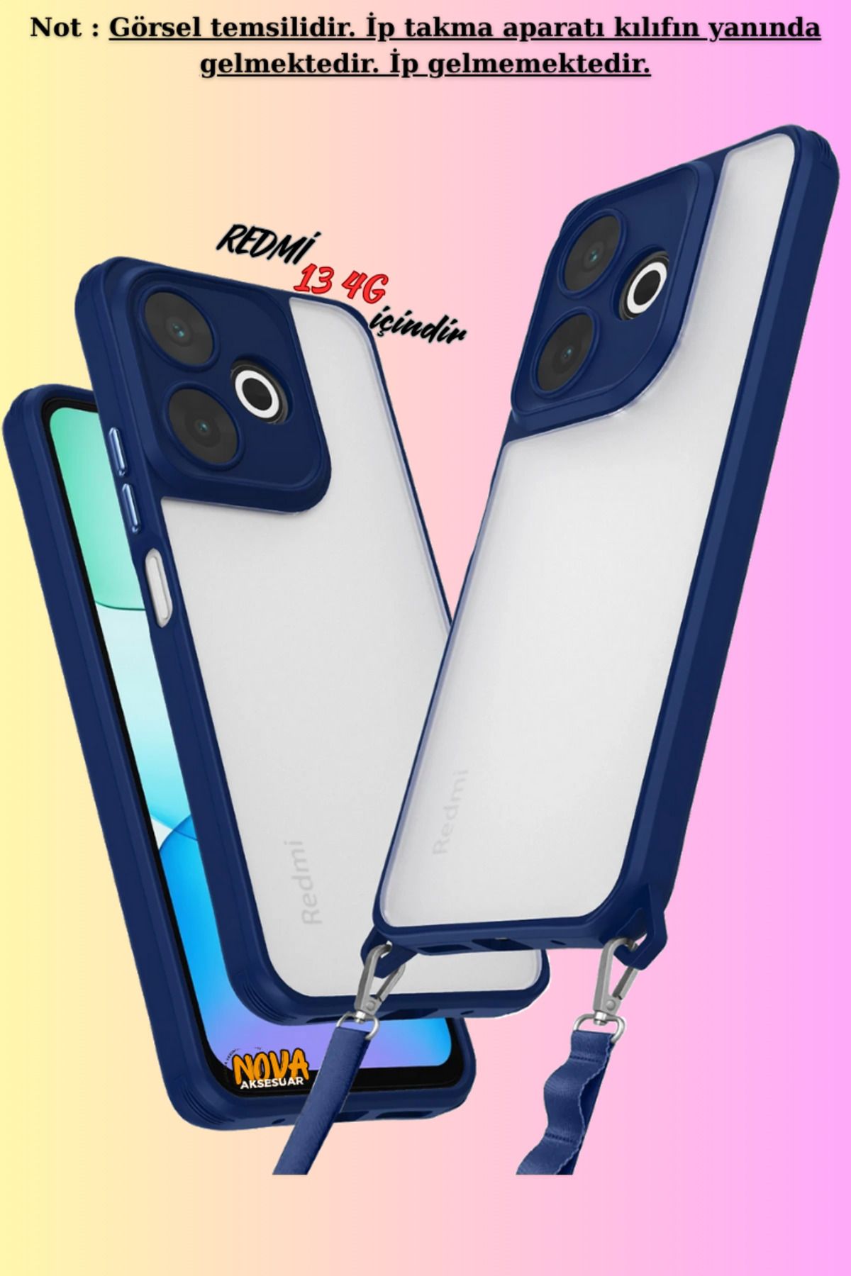cepmoda Xiaomi REDMİ 13 (4G)  Uyumlu - Renkli Kenar Darbe Koruyucu Penta TPU Kapak/Kılıf - LACİVERT