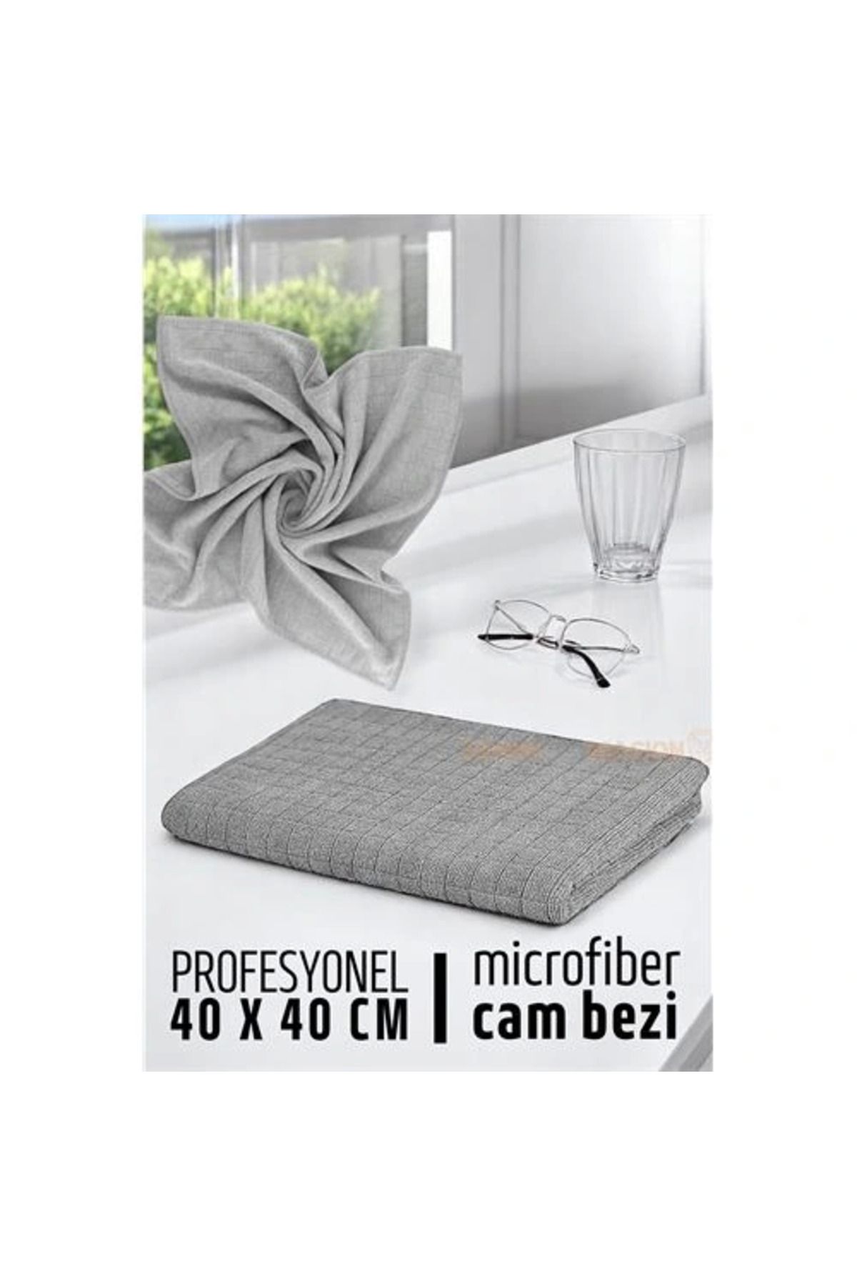 EGstore Çift Yüzeyli Profesyonel Microfiber Cam Bezi - Yüksek Kalite Temizlik Bezi 40 x 40 cm