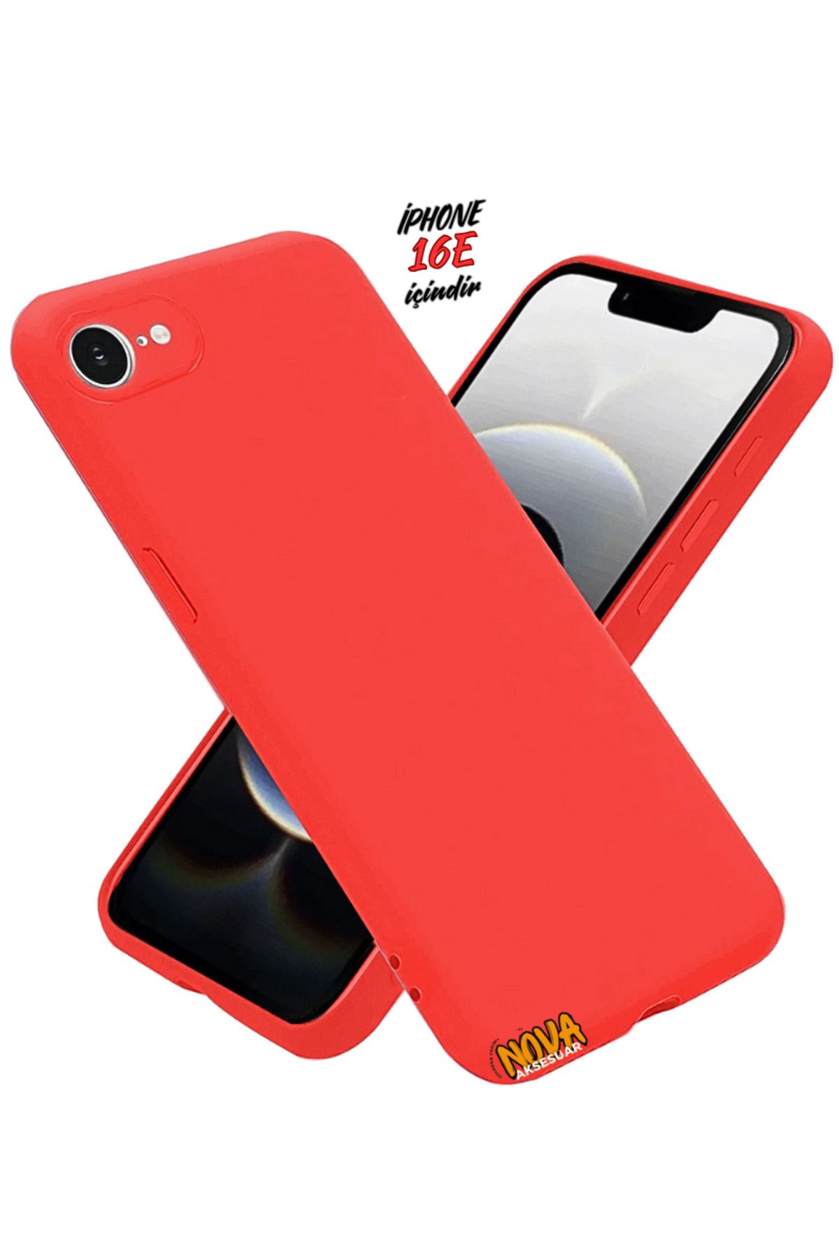 cepmoda iPhone 16E Kılıf | Yumuşak Ince Slim Soft Silikon Yerli Üretim Kapak - KIRMIZI