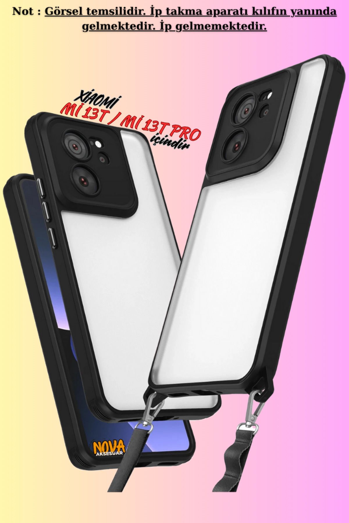cepmoda Xiaomi Mİ 13T PRO Uyumlu- Renkli Kenar Darbe Koruyucu Penta TPU Kapak/Kılıf - SİYAH