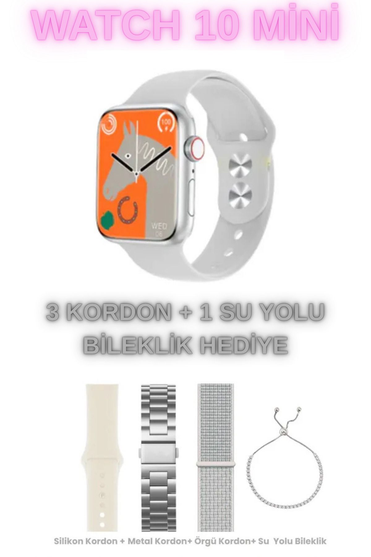 NS Store Watch 10 Mini Saat | Özel Kutulu & Hediye Paketli | Su Yolu Bileklik Hediyeli | Şık Kadın Kol Saati