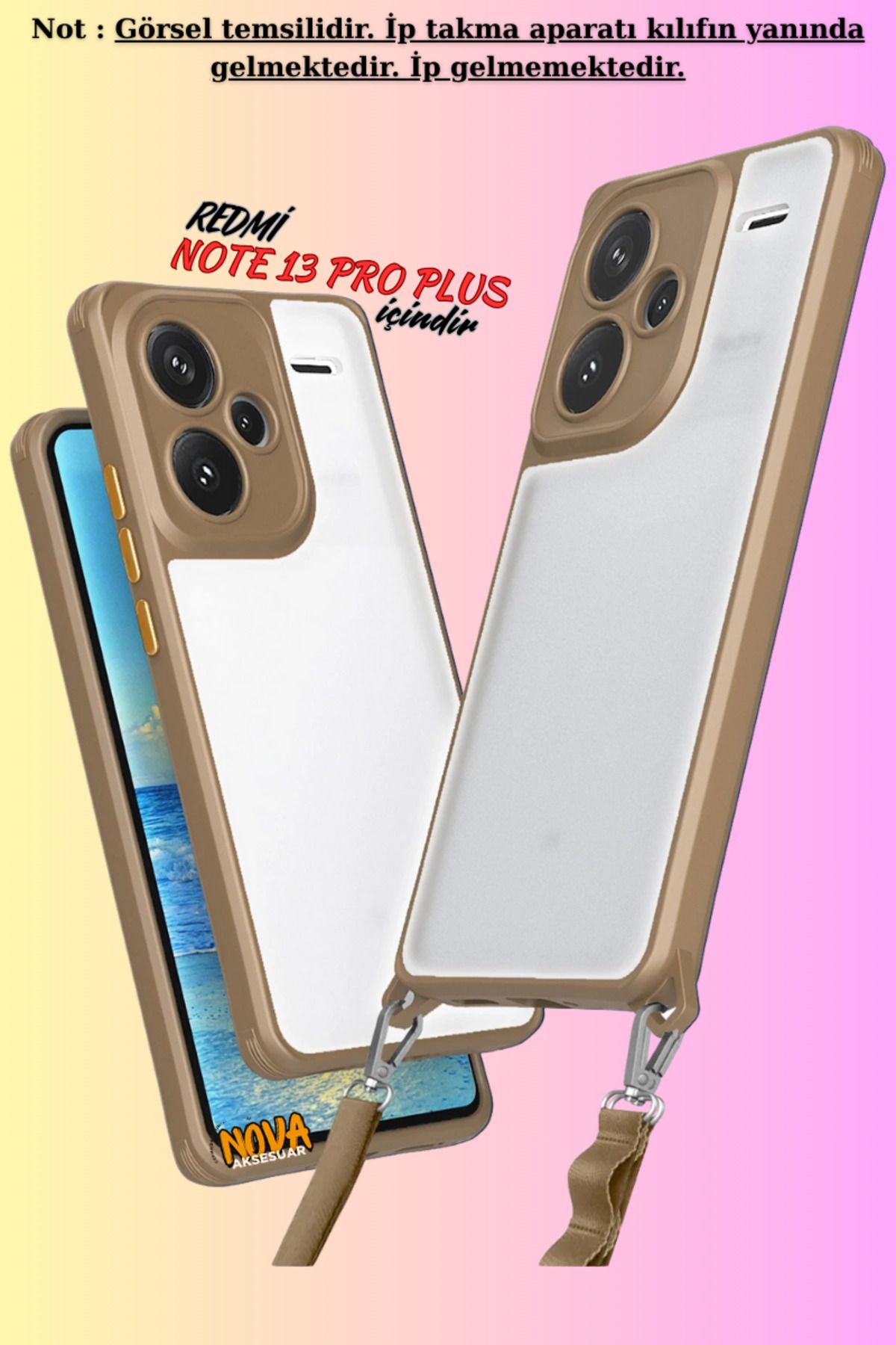 cepmoda Xiaomi NOTE 13 PRO PLUS -Uyumlu Renkli Kenar Darbe Koruyucu Penta TPU Kapak/Kılıf - ÇÖL TİTANYUM
