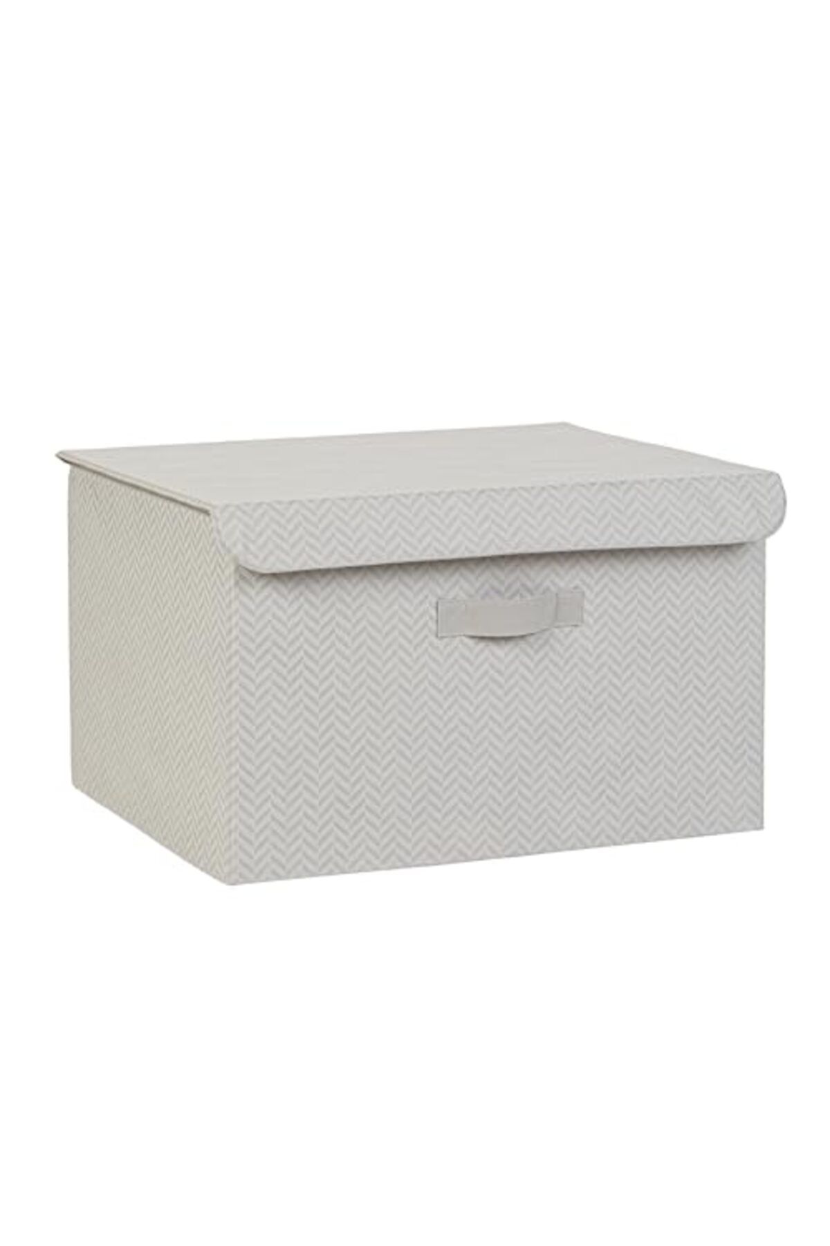 ShopZum Home Textile Gri Balıksırtı Kapaklı Kutu 48 X 40 X 30 Cm