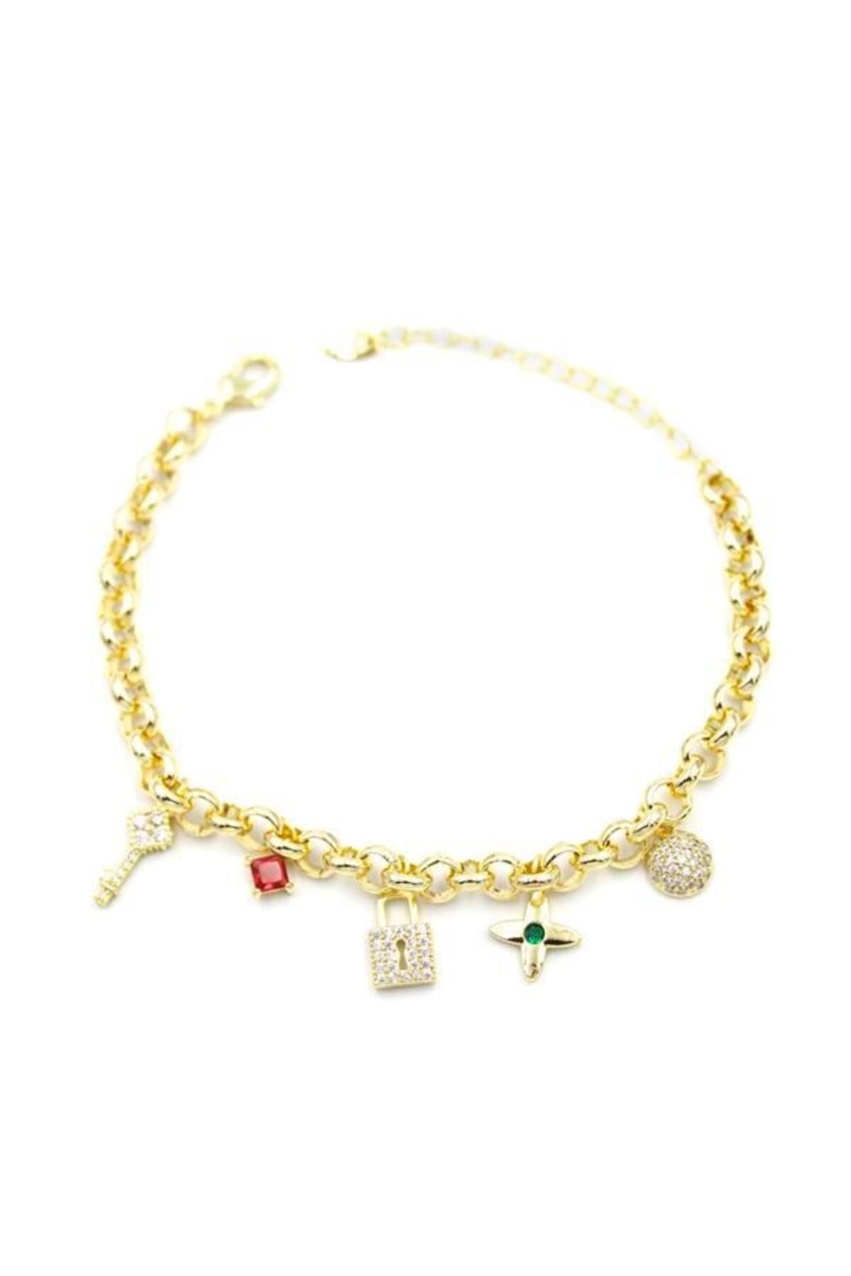 MR RZN STORE Zincir Charm Bileklik - Altın