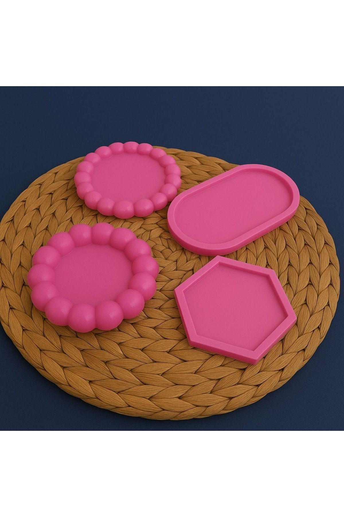 Omerella Dekoratif Pembe Bubble Tabak 4’lü Takım (Pink)