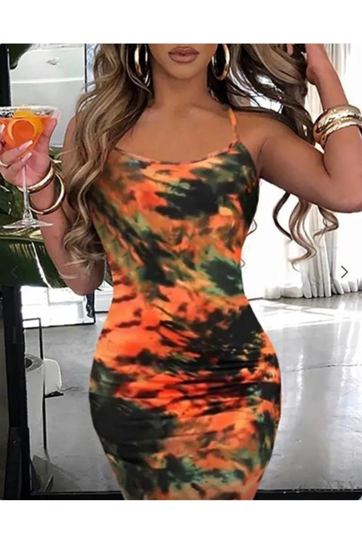 velmorafashion Kadın Dalgıç Kumaş Dijital Baskılı Eslbise