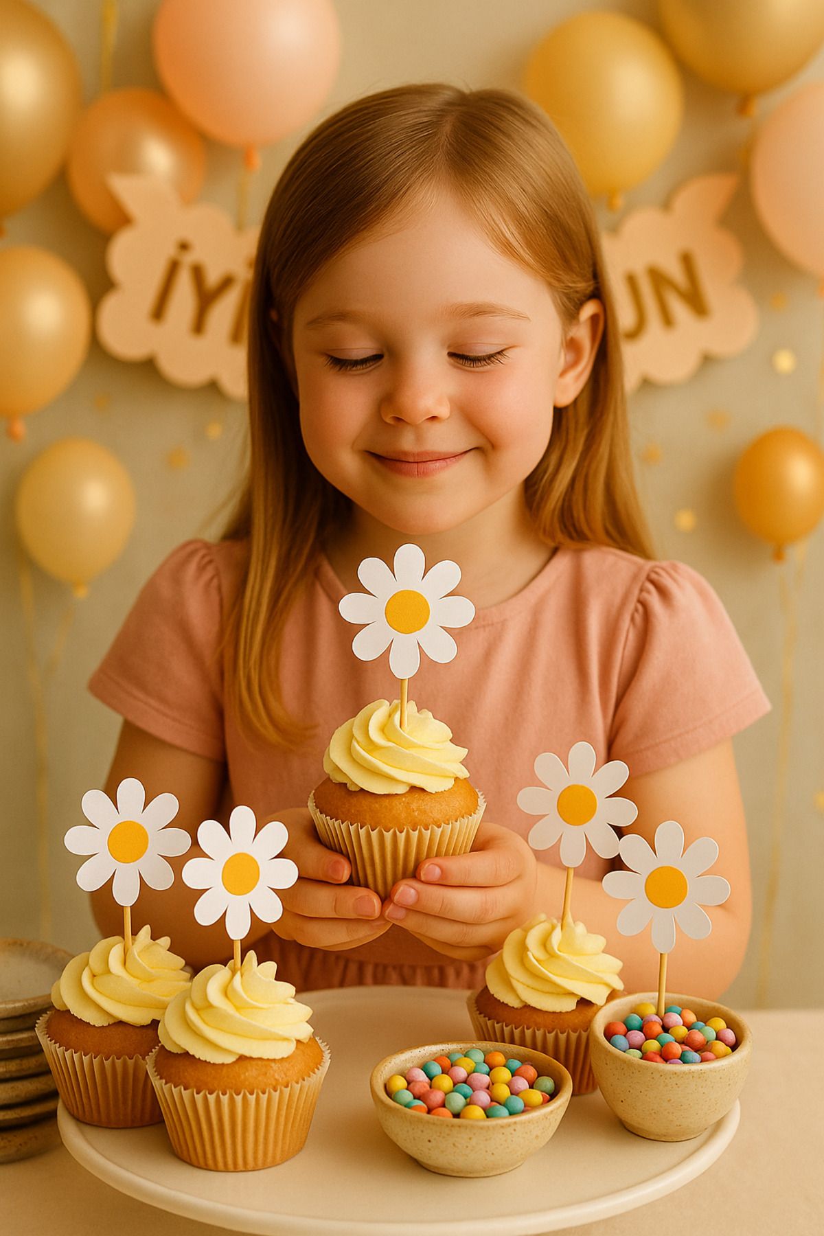 Vitapac Papatya Temalı Cupcake Pasta Üzeri Kürdan 8 Adet