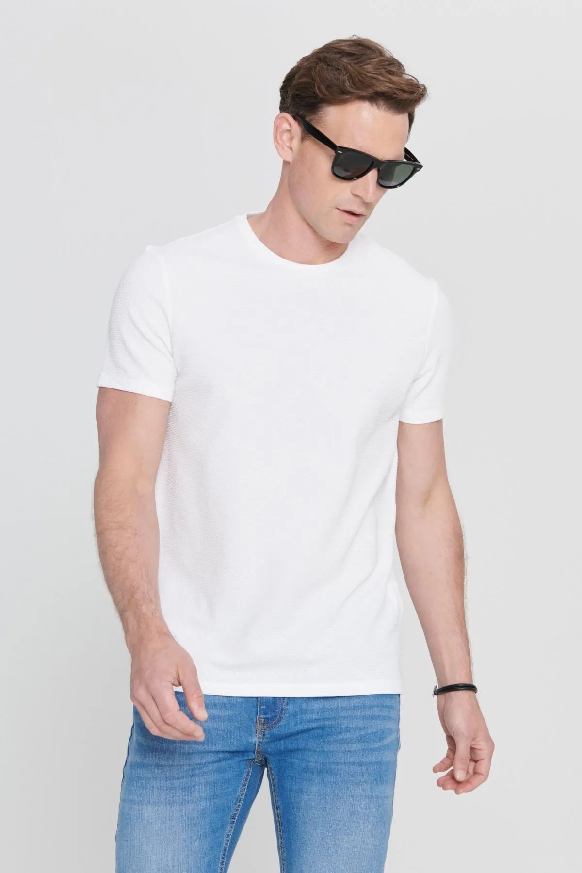 Aca Erkek Tişört Sıfır Yaka Siyah Basic %100 Pamuk Standart Kalıp T-shirt