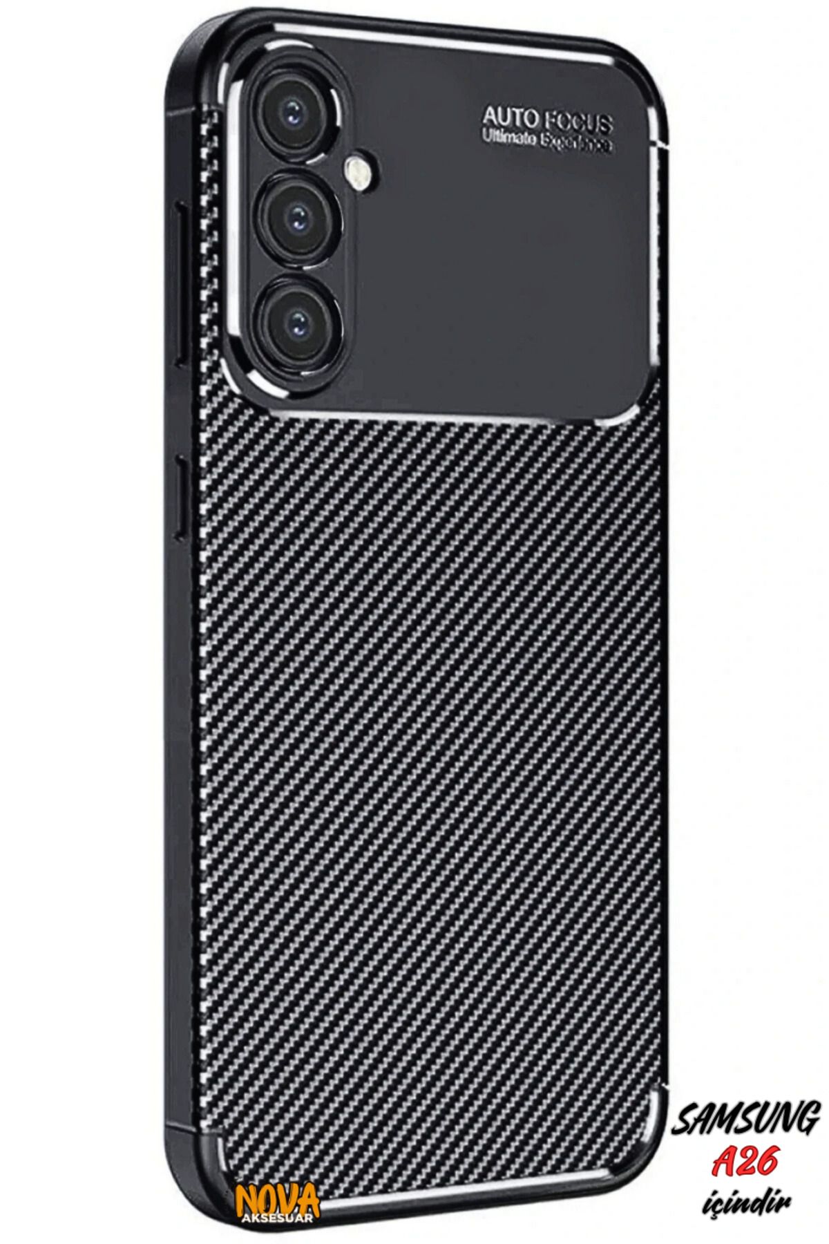 cepmoda SAMSUNG GALAXY A26 - Focus Karbon Kapak/Kılıf - Yerli Üretim Lüx Karbon Görünüm - Siyah