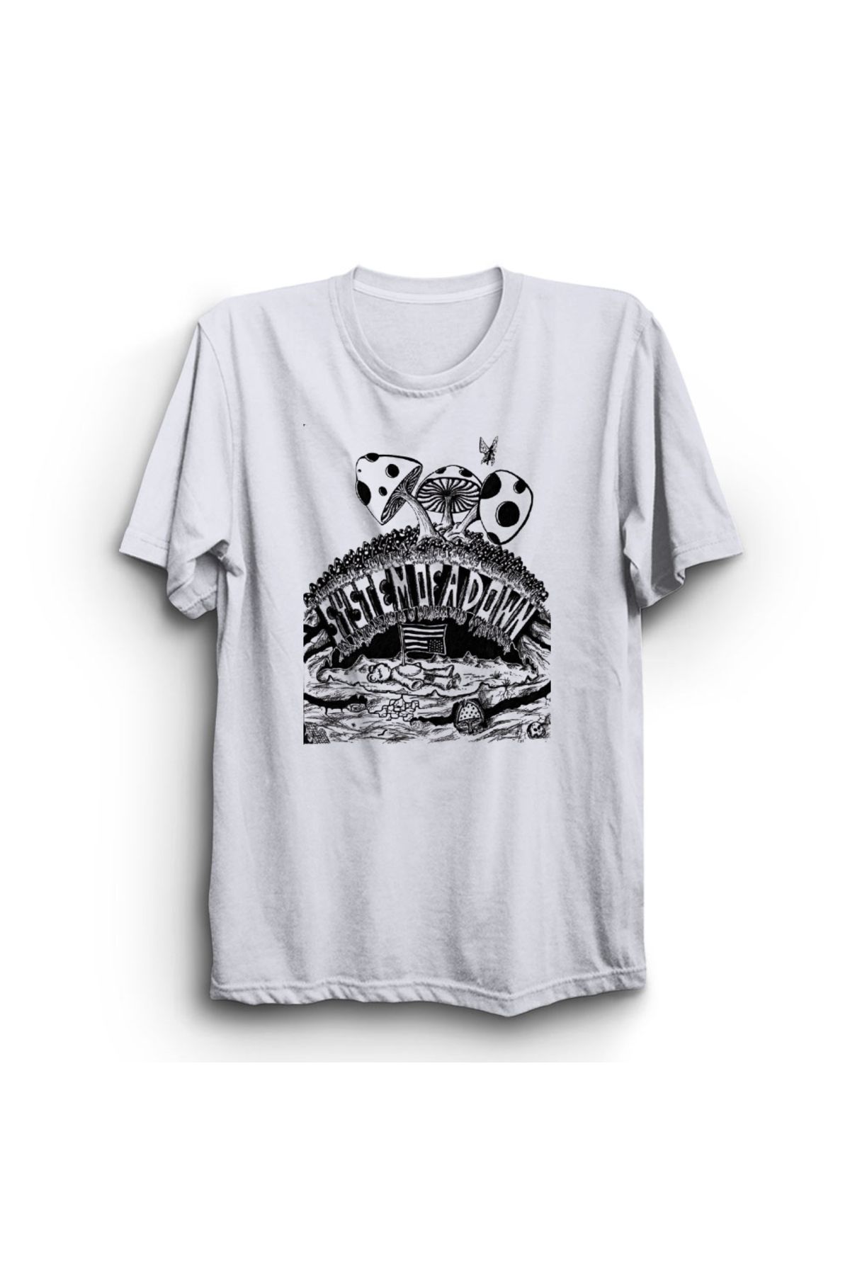 The Fame System of A Down, Mushrooms, Rock Metal Müzik Grubu Baskılı, Unisex, %100 Pamuk Tişört