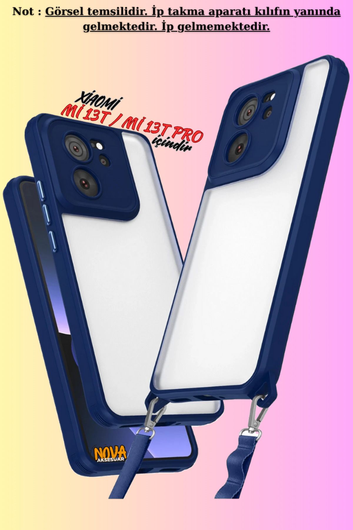 cepmoda Xiaomi Mİ 13T Uyumlu - Renkli Kenar Darbe Koruyucu Penta TPU Kapak/Kılıf - LACİVERT