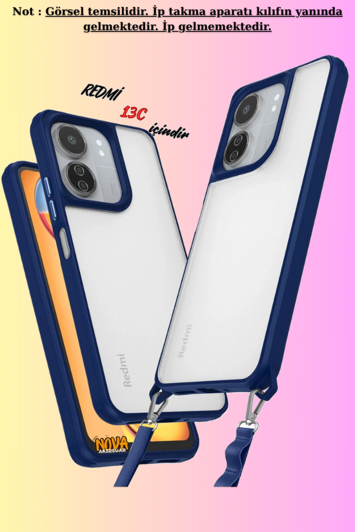 cepmoda Xiaomi REDMİ 13C / POCO C65 - Renkli Kenar Darbe Koruyucu Penta TPU Kapak/Kılıf - LACİVERT