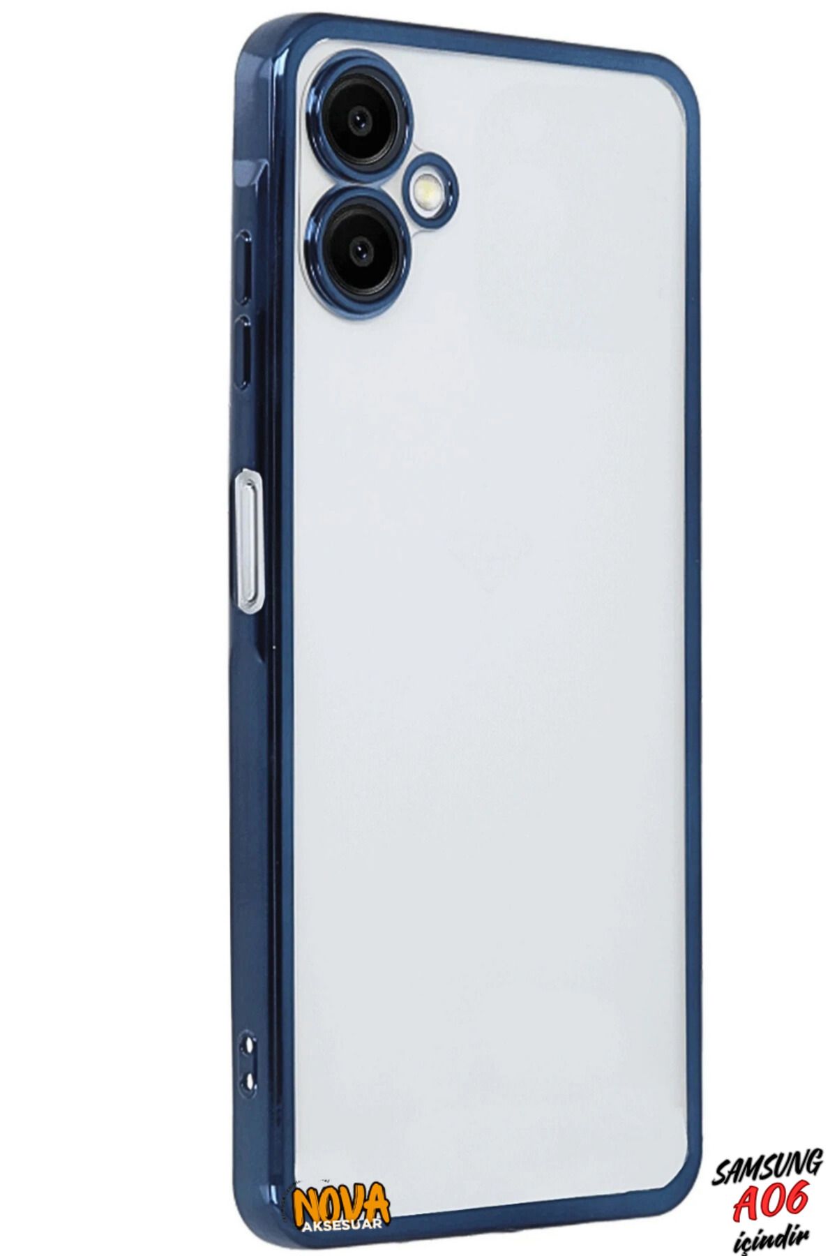 cepmoda SAMSUNG GALAXY A06 - Yanları Renkli Kamera Lens Korumalı Şeffaf Kapak/Kılıf - Lacivert