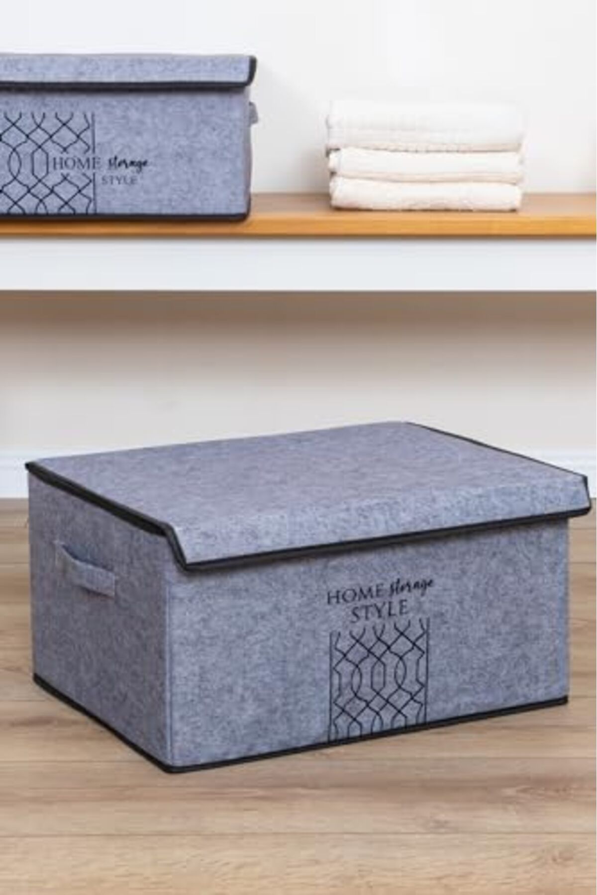 ShopZum Pazar Kapısı Keçe Çok Amaçlı Kapaklı Düzenleyici Kutu (Maxi, Gri)
