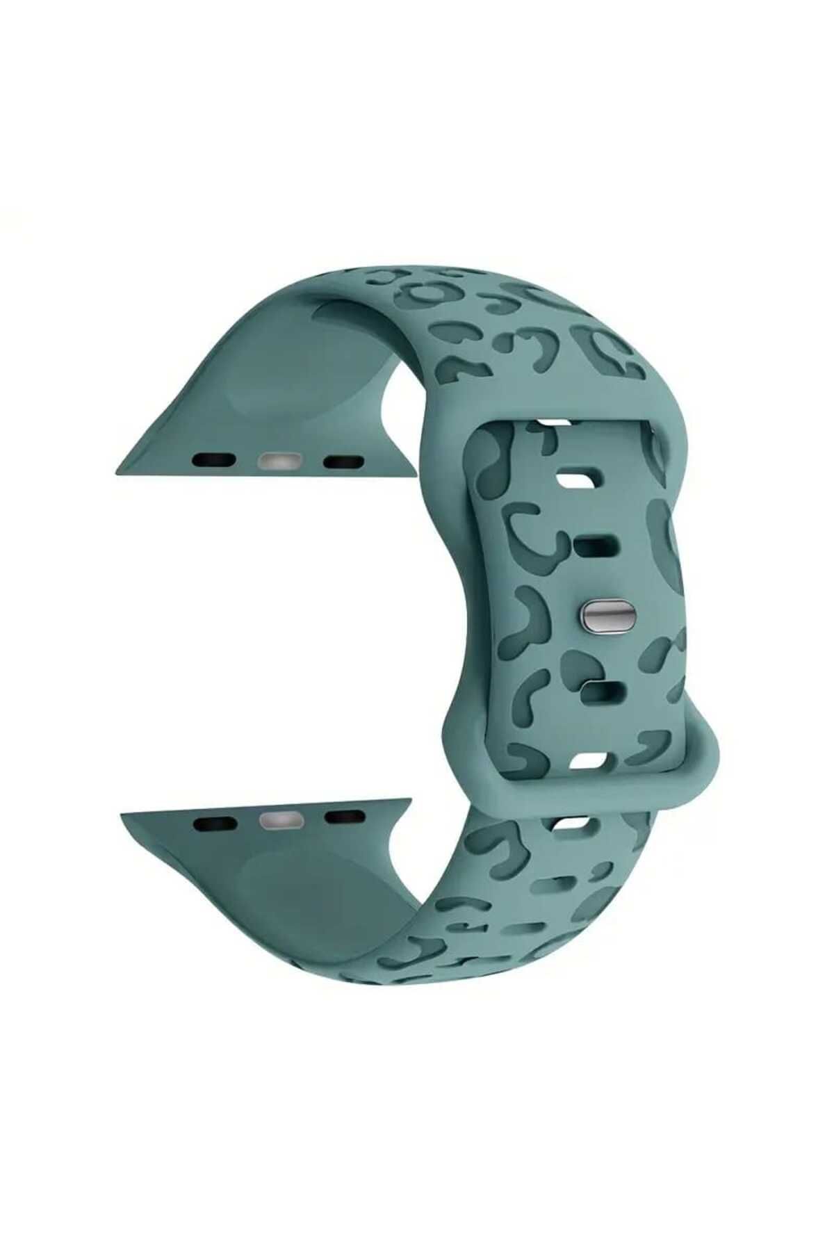 shop Apple Watch 6/7/8/9/10/Se Ultra uyumlu 44/45/46/49 mm Leopar Desenli Slikon Kordon Kayış