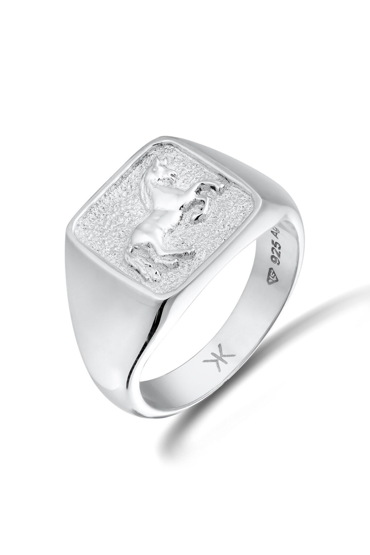KUZZOI Ring Siegelring Pferd 925 Sterling Silber Chunky Style für Herren - 62