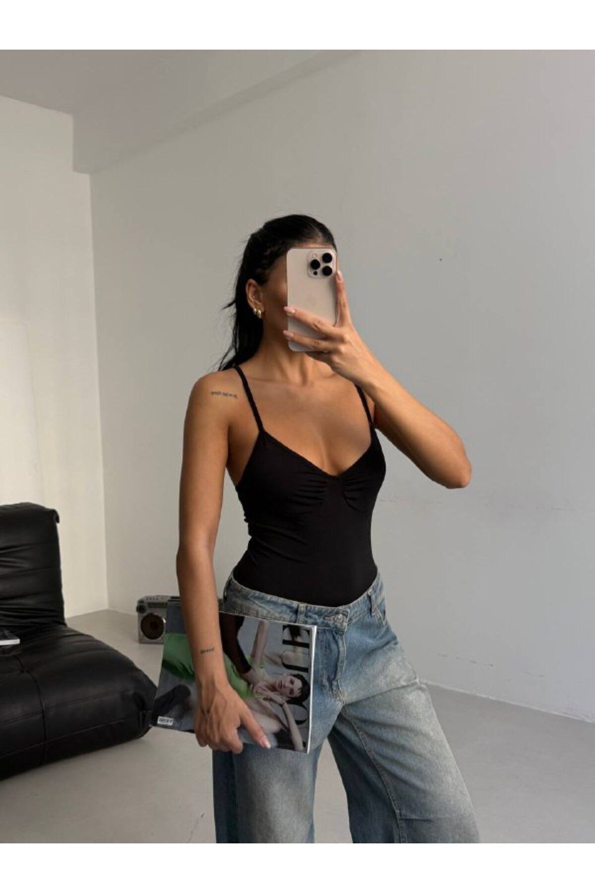 Castivo Fashion İp Askılı Toparlayıcı Detaylı Basic Kadın Body