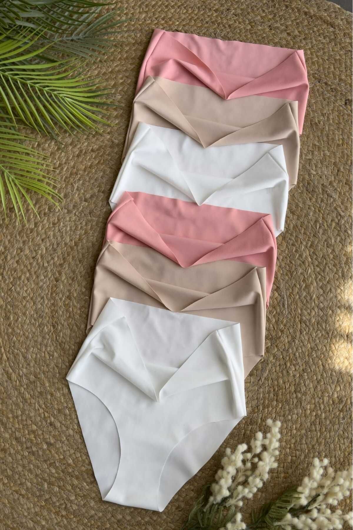 BERBUR STORE 6lı lazer kesim yüksek bel dikişsiz külot bikini