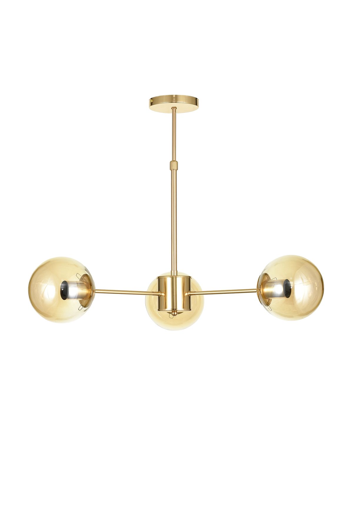 Avizemoda Miya 3 lü Bal Camlı Salon Oturma Odası Modern Sarkıt Avize - (Gold Kaplama)
