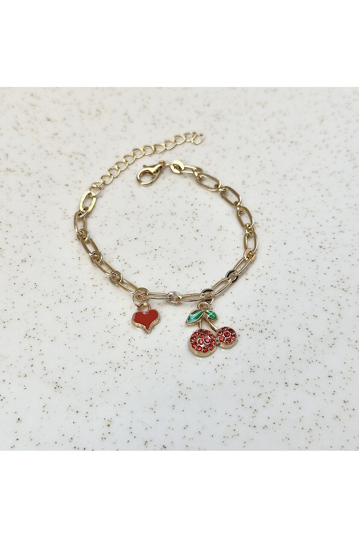 sleyshop Kalın Zincirli Coquette Kiraz Altın Rengi Bileklik