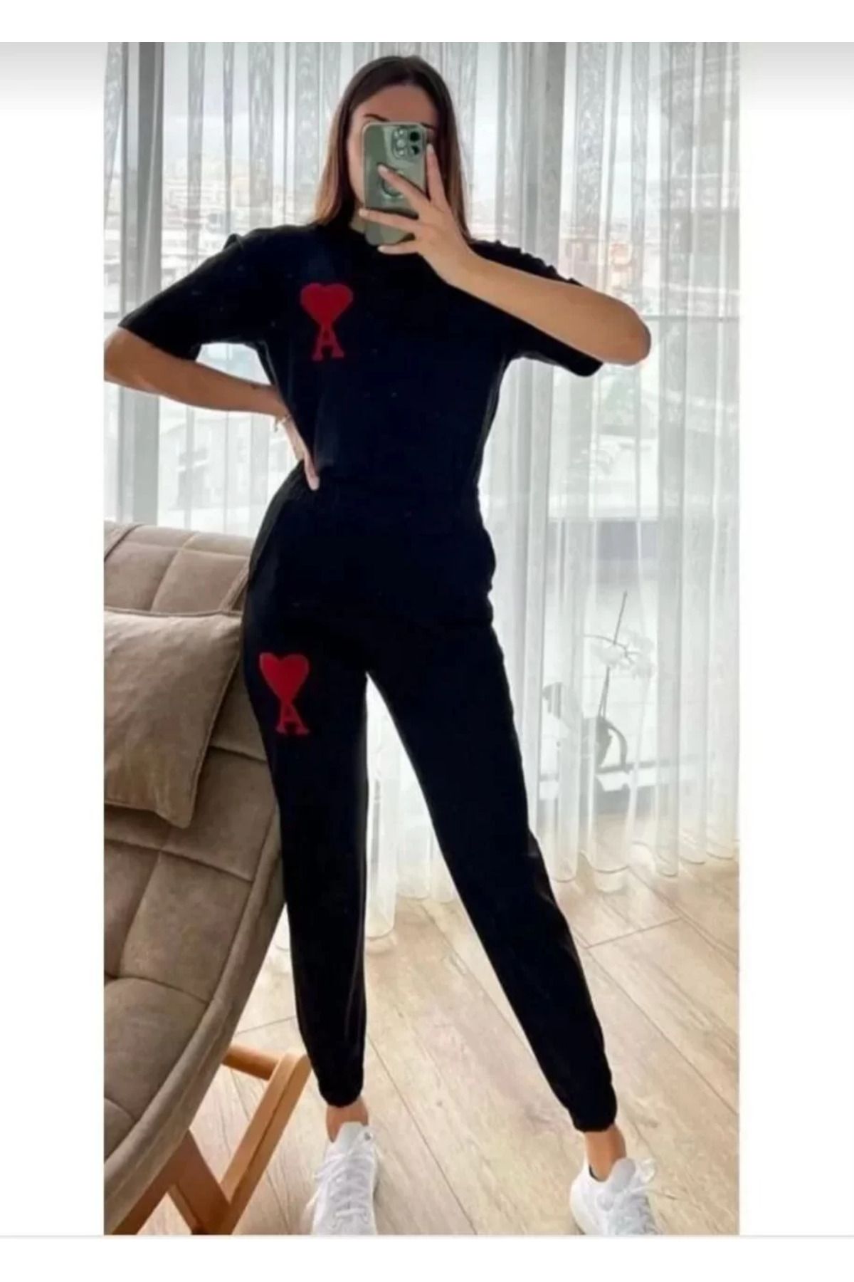 FantaziAtölyesi Unisex Paçası Lastikli Eşofman Altlı Takım - Siyah