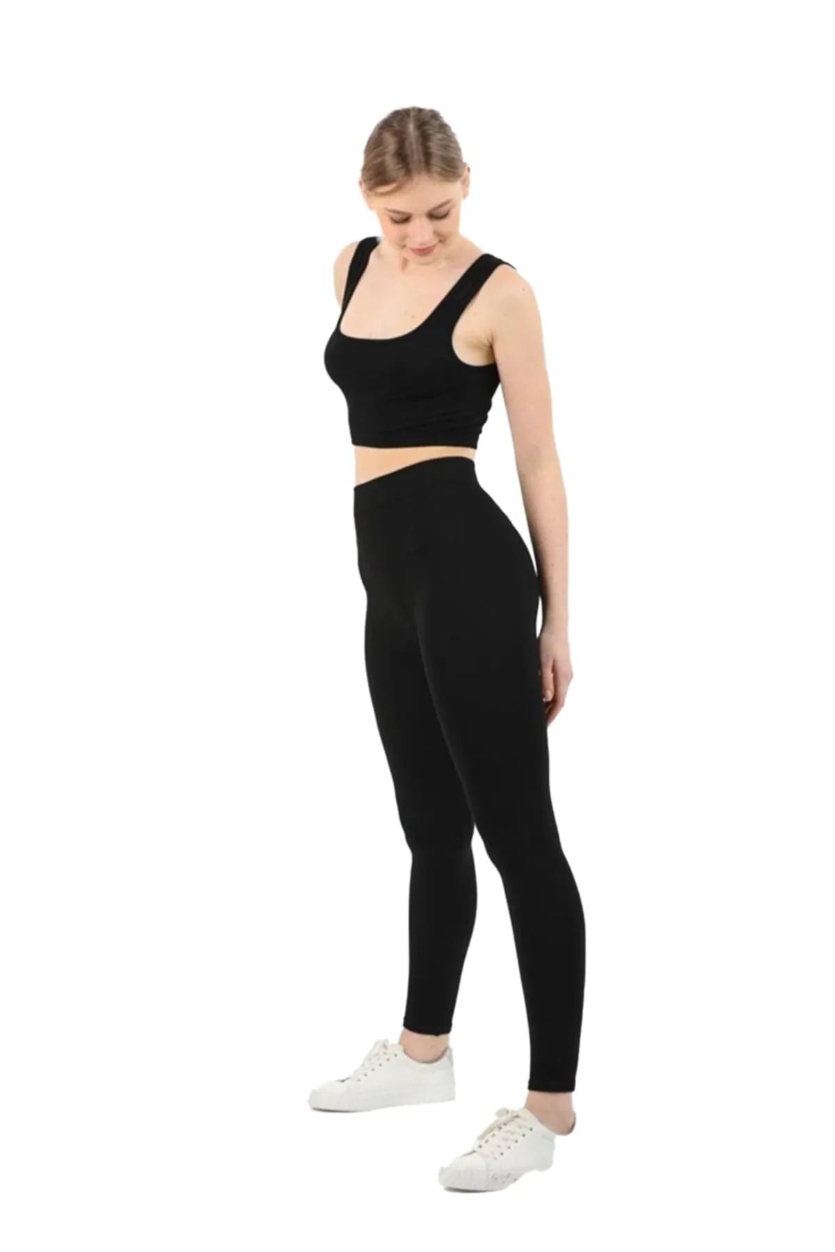 XJIM Kadın Siyah Fitilli Crop Seamless Spor Yoga Fitness Gym Bra Büstiyer