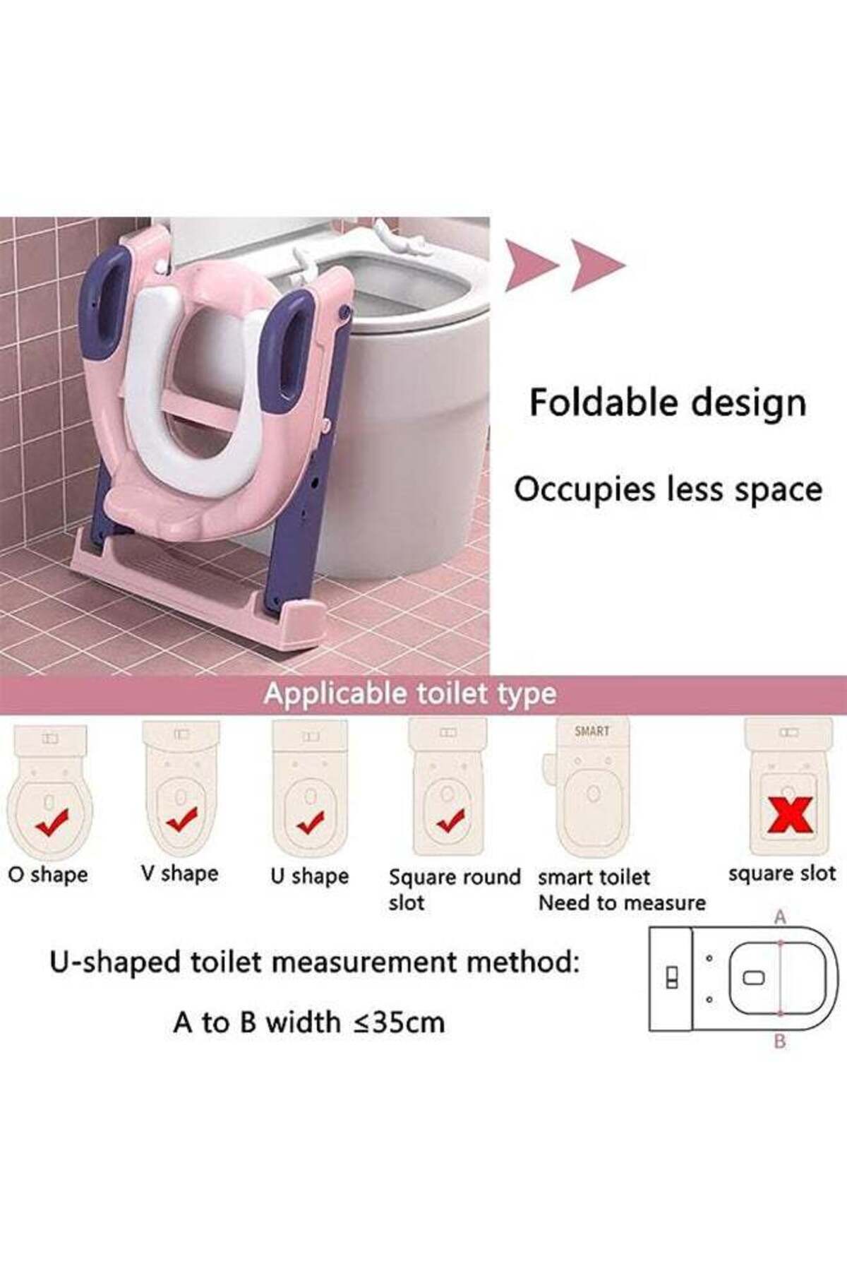 Yelajoy-Foldable Toilet Training Seat,with Pedal Stool Ladder,Height Adjustable,With Handles,for Toddler 3
