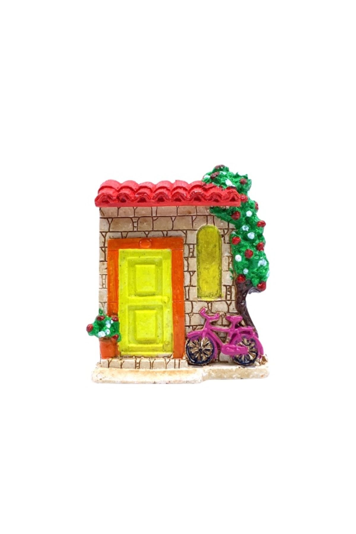 HediyeArıları Renkli Sevimli Ev Temalı Magnet | Polyester Malzeme Vernikli | 7cmx8.5cm