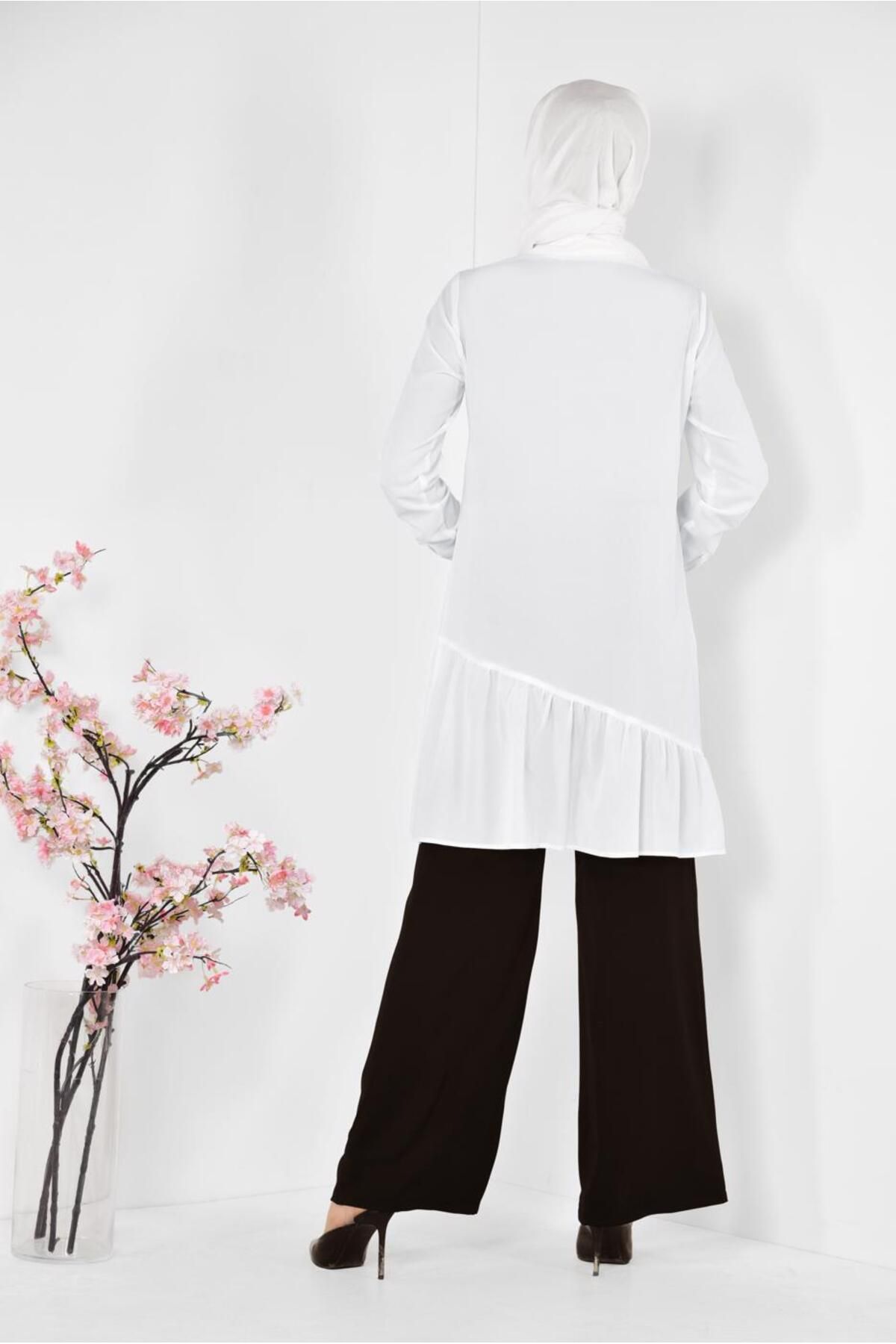 Alvina-Brooch Detailed Tunic 4853 - Neckline Flounce and Skirt 3