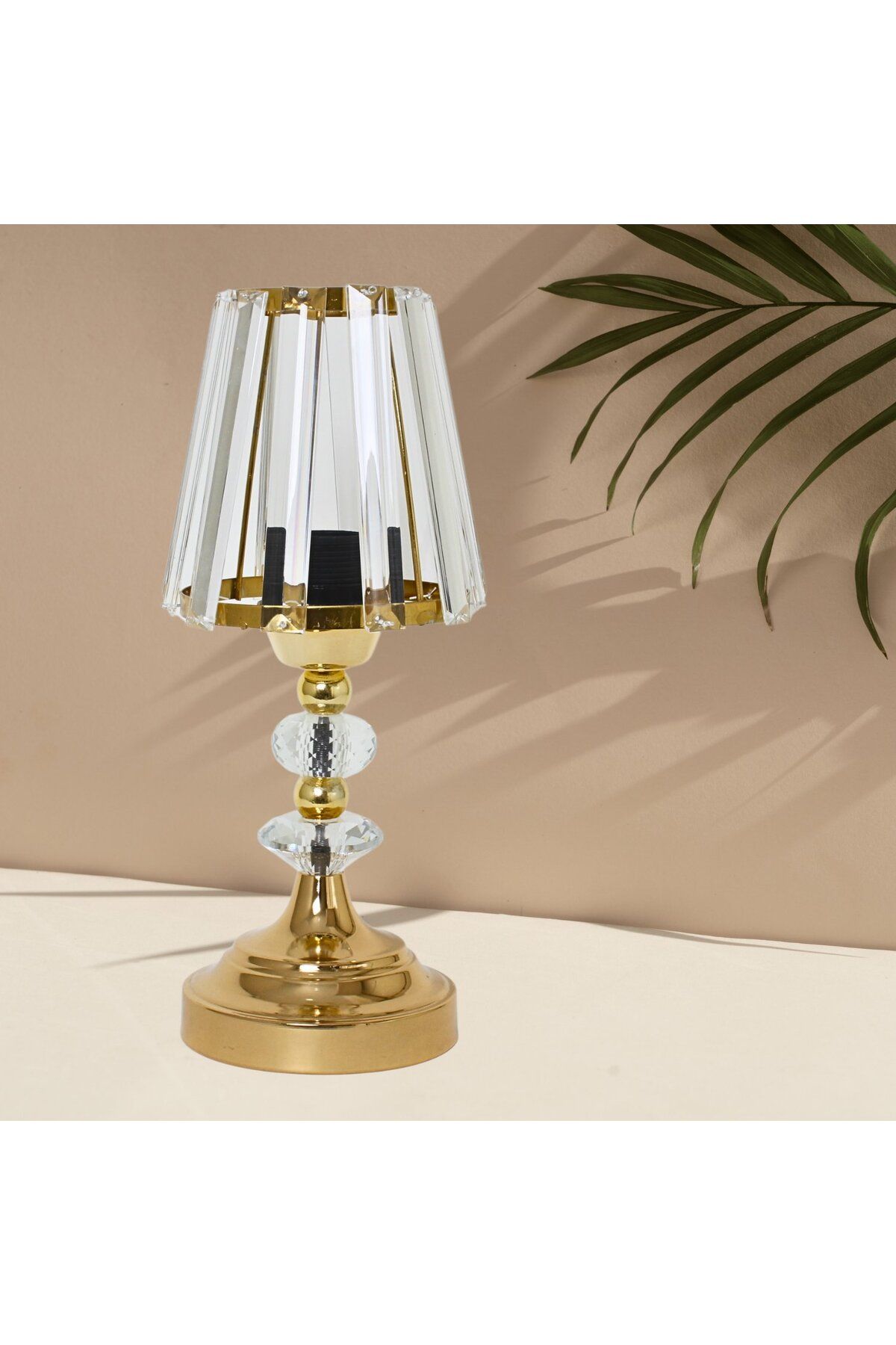 Dekovien Kristal Abajur Gold Kaplama Metal Ayak Yüksek Kaliteli Malzeme 35X15cm KL58712