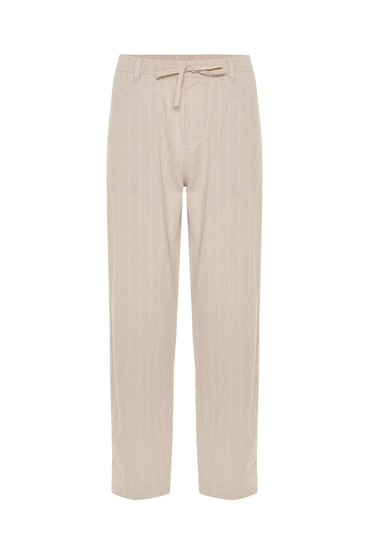 Mudo KETEN KARIŞIMLI ÇİZGİLİ STRAIGHT FIT PANTOLON