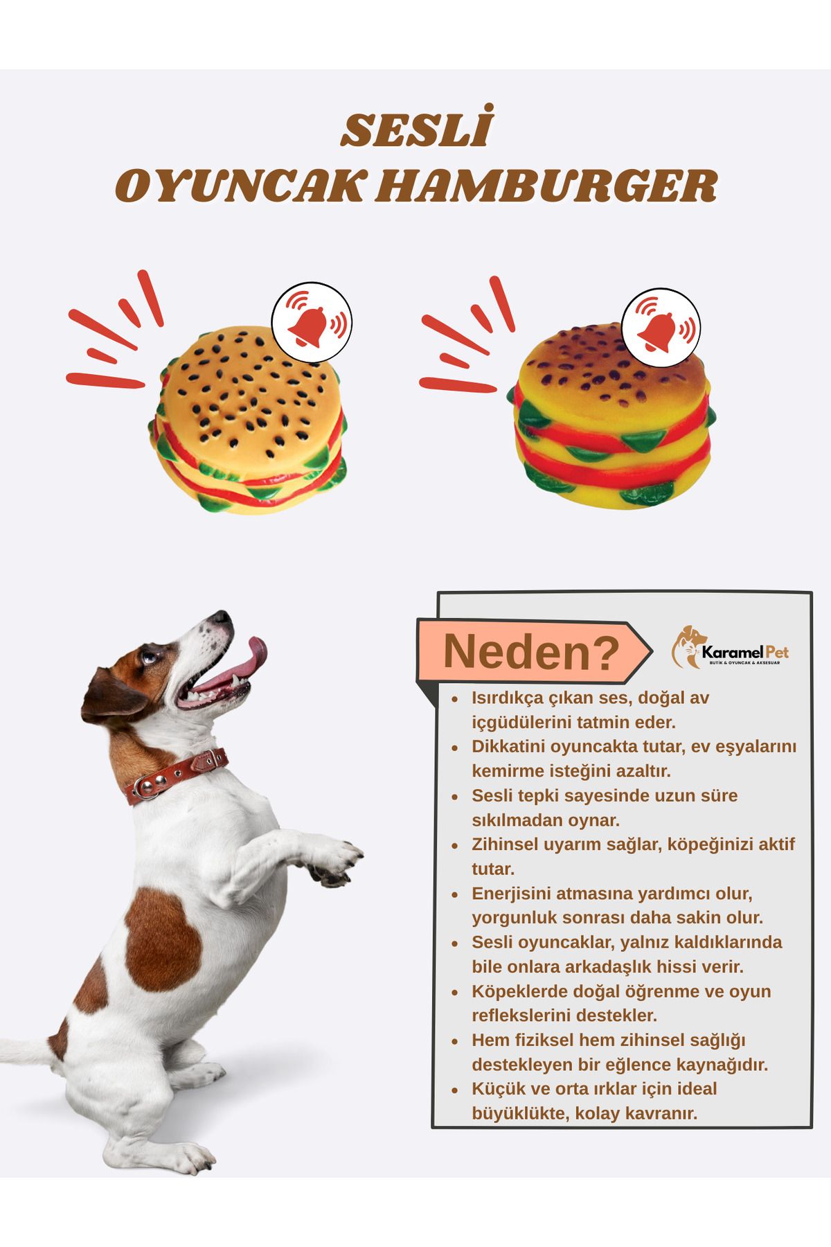 Cans Kedi Köpek Evcil Hayvan Sesli Oyuncak - Patates, Hamburger, Pirzola