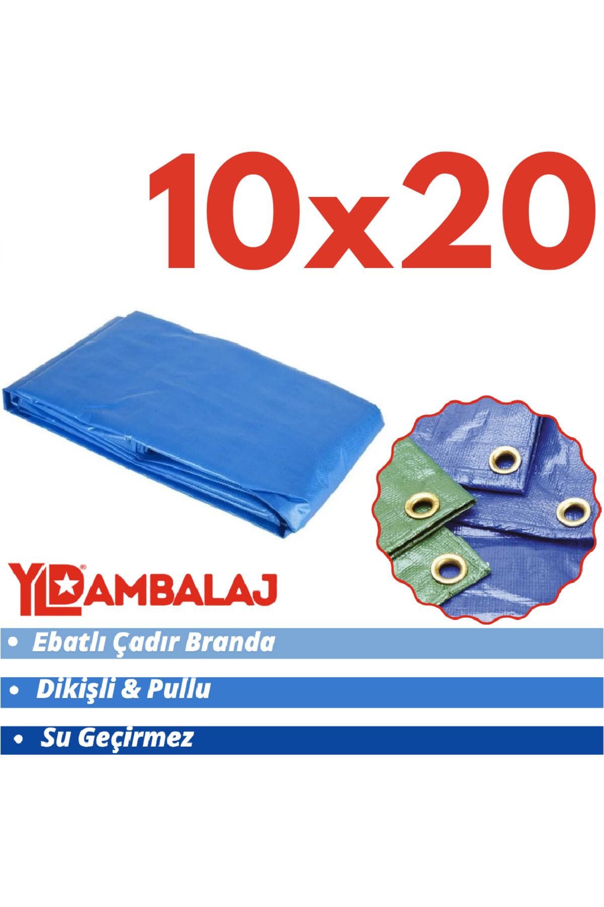 YLD AMBALAJ Ebatlı Pullu Su Geçirmez Branda 10x20