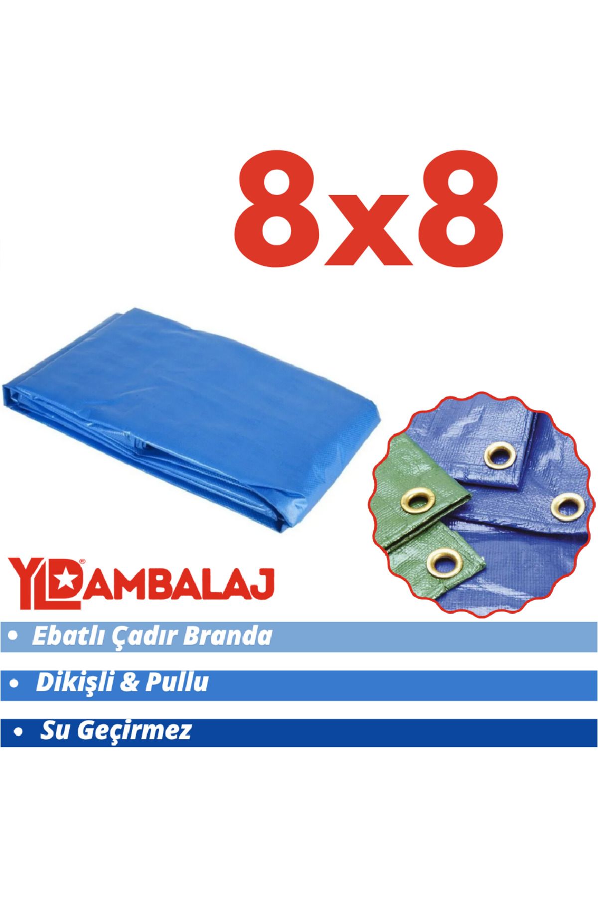 YLD AMBALAJ Ebatlı Pullu Su Geçirmez Branda 8x8