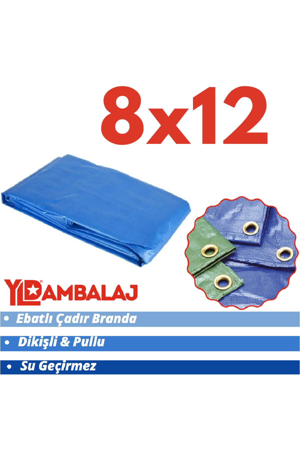 YLD AMBALAJ Ebatlı Pullu Su Geçirmez Branda 8x12