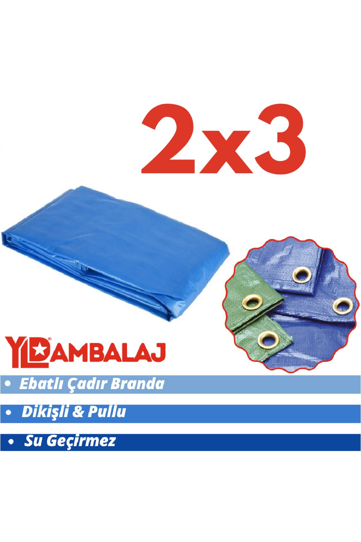 YLD AMBALAJ Ebatlı Pullu Su Geçirmez Branda 2x3