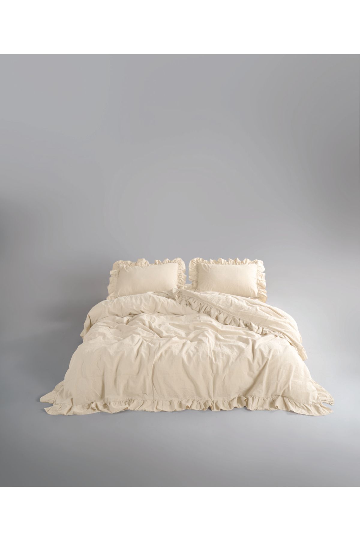 LİMASSO Stonewash 100% Yıkanmış Fırfırlı Pamuk Exclusive Nevresim Takımı -
