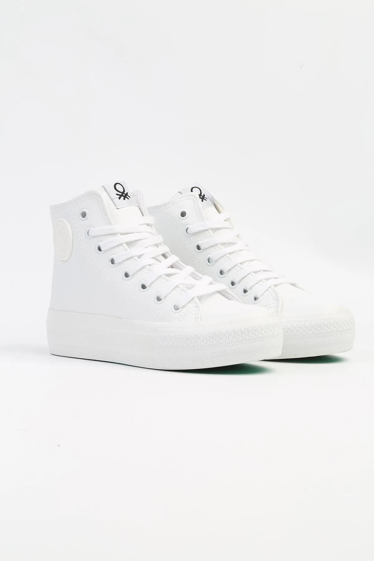 Benetton Bilek Boy Kadın Bağcıklı Günlük Sneaker Beyaz Ayakkabı