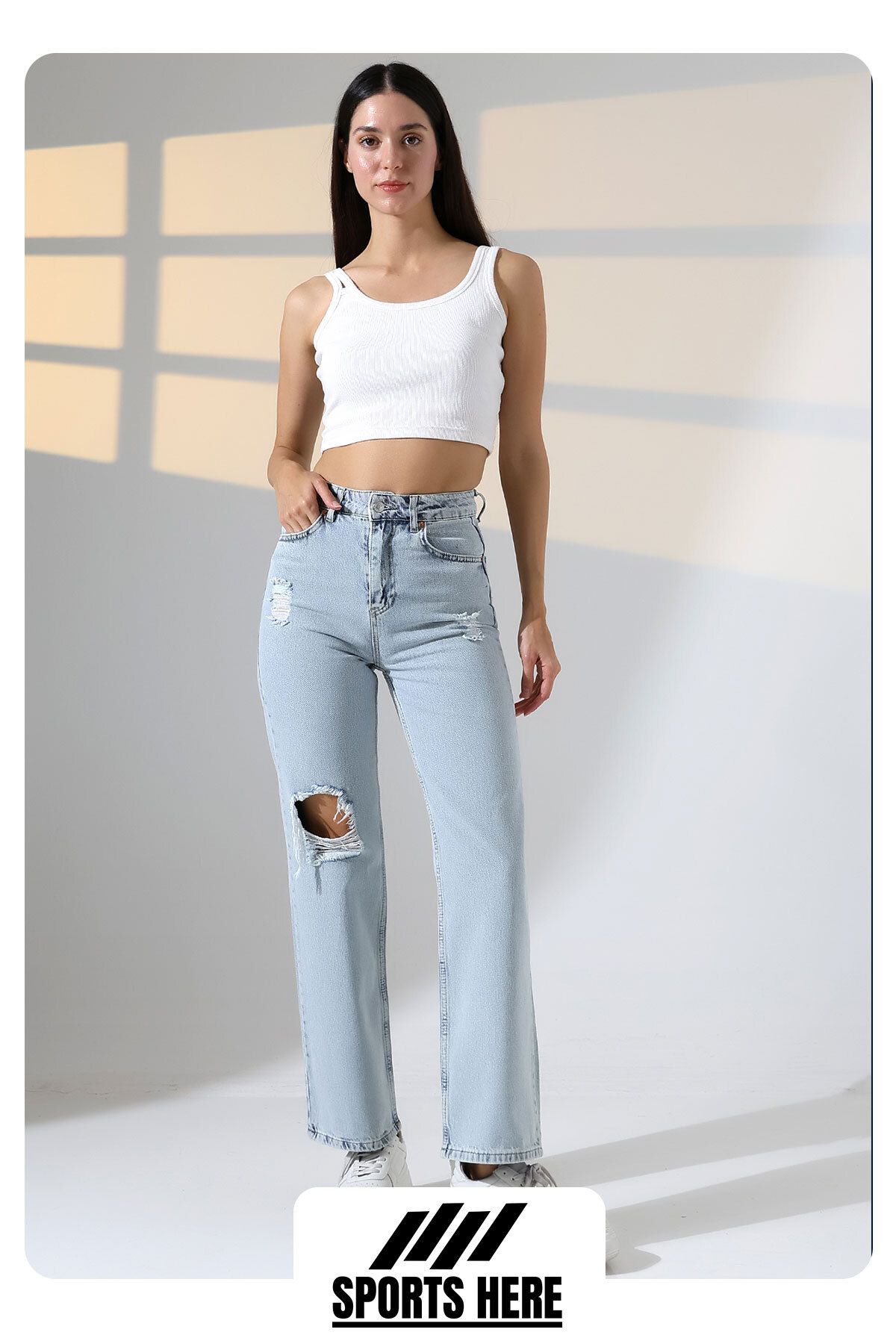 sports here LAZER DETAYLI JEANS (PANTOLON)