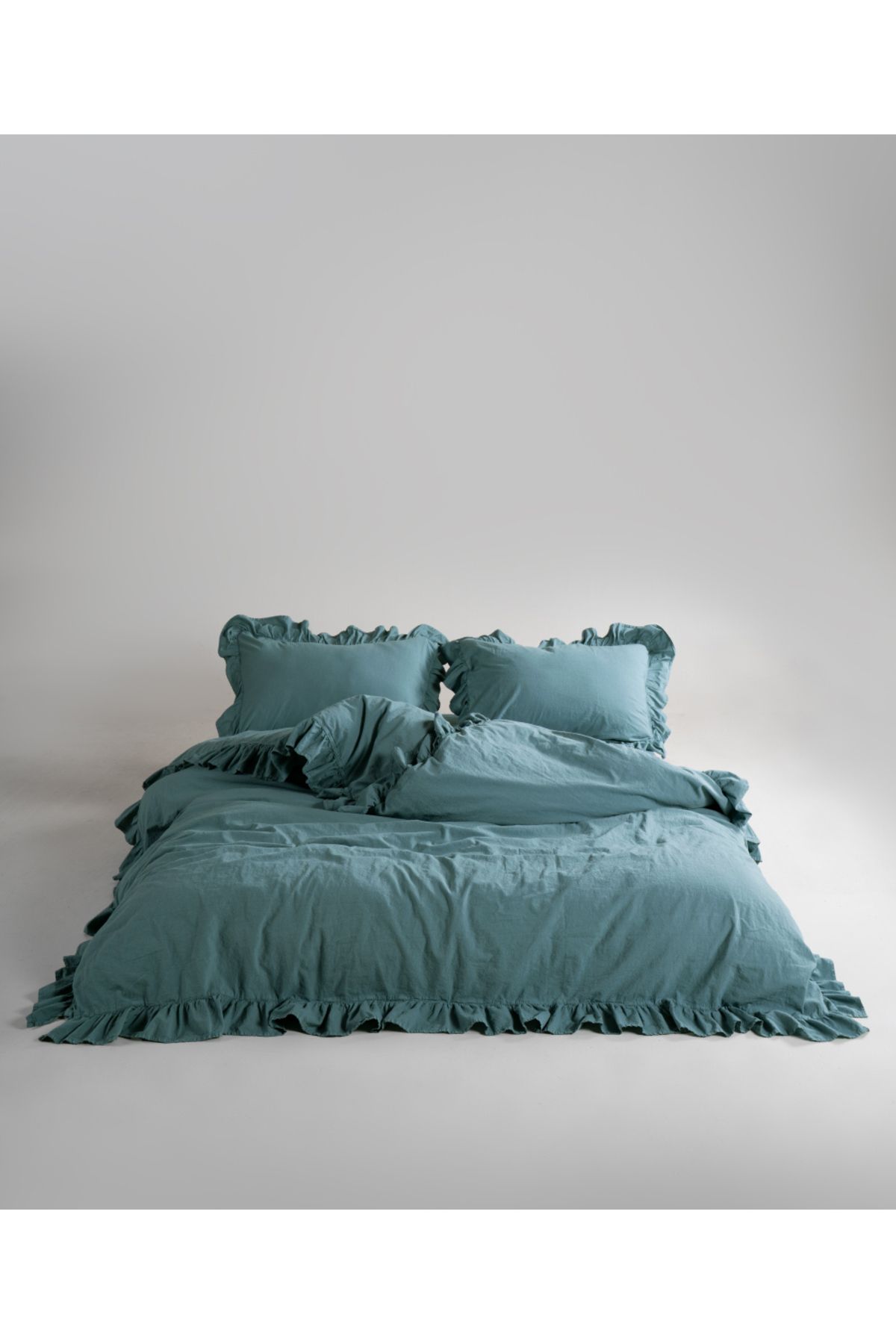 LİMASSO Stonewash 100% Yıkanmış Fırfırlı Pamuk Exclusive Nevresim Takımı -
