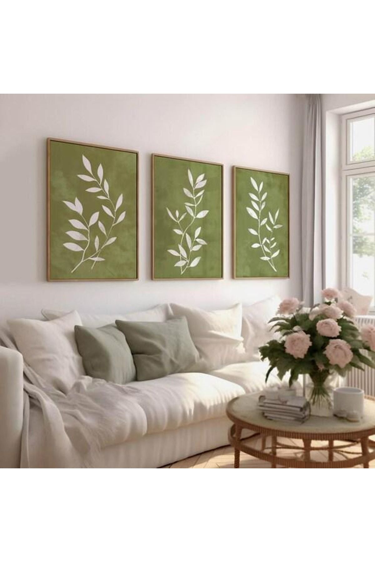 Dekorsiahome 3 Parça Ahşap Çerçeveli Oturma Odası Salon Mutfak Tablo Seti SET3053
